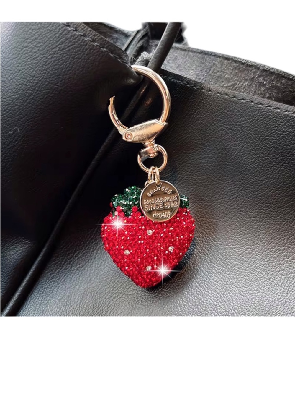 Choice-Bling Rhinestone Strawberry Purse Charm Keychain Kawaii Bag Accessory - Picture 4 of 6